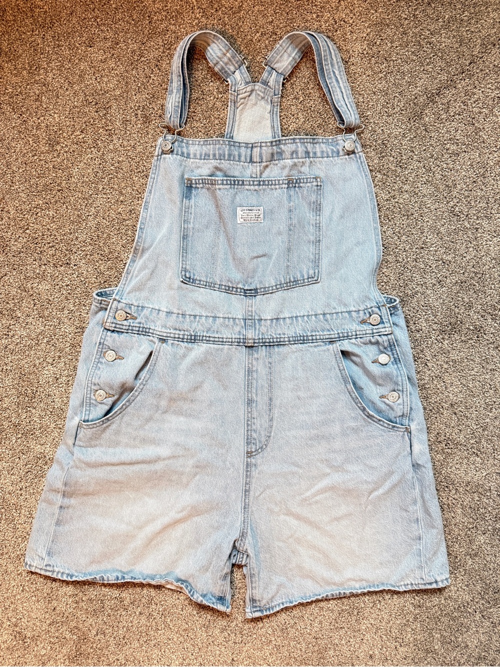 Levi's Light Blue Denim Short Overalls - Women's Size XL